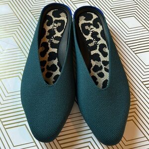 Rothy’s Almond Demi Women’s Shoes Deep Emerald Knit Size 6